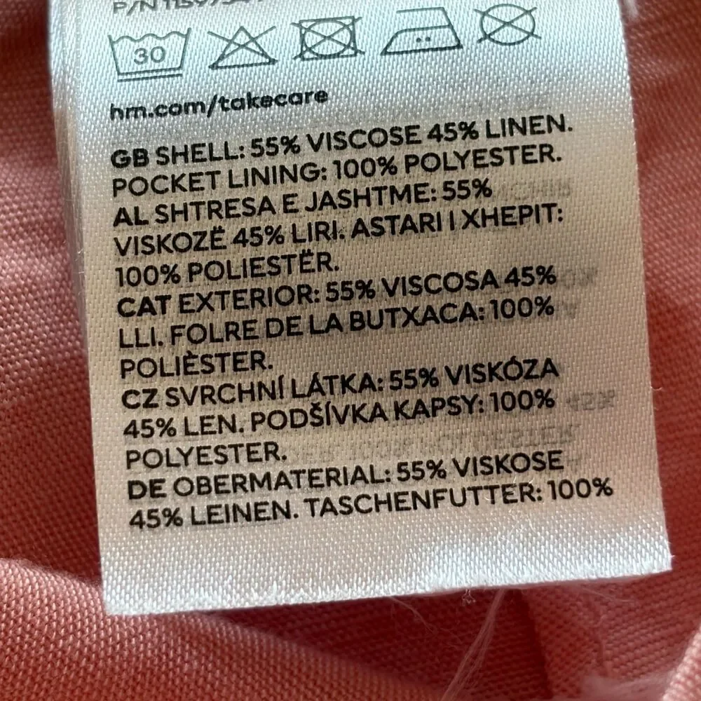 H&M Linen Blend Pink Wide Leg Coastal Preppy Vacation Ready Pants Size Plus 16